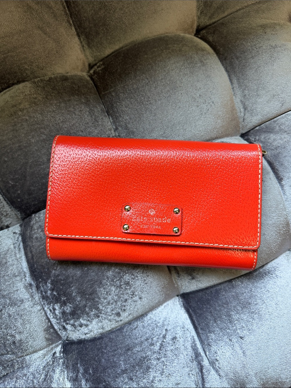 kate spade Vibrant Red Pebbled Leather Continental Wallet